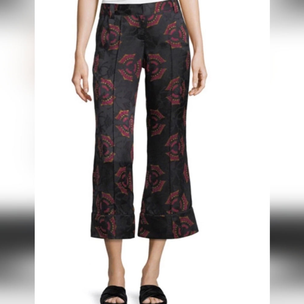 A.L.C. Silk Evans Crop Pants in fan-pattern Size 2